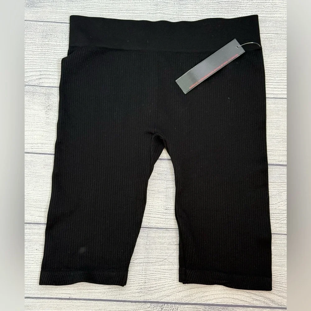 OPPAI Black Ribbed Biker Shorts | Size S/M | Stretchy Lounge Basics